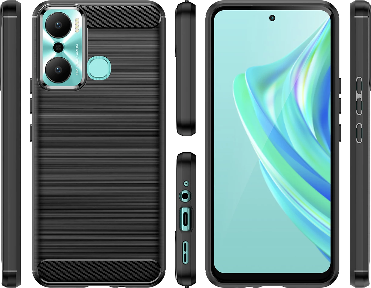 Ovitek za telefon Hurtel Carbon Case za Infinix Hot 20 Play, TPU, črn