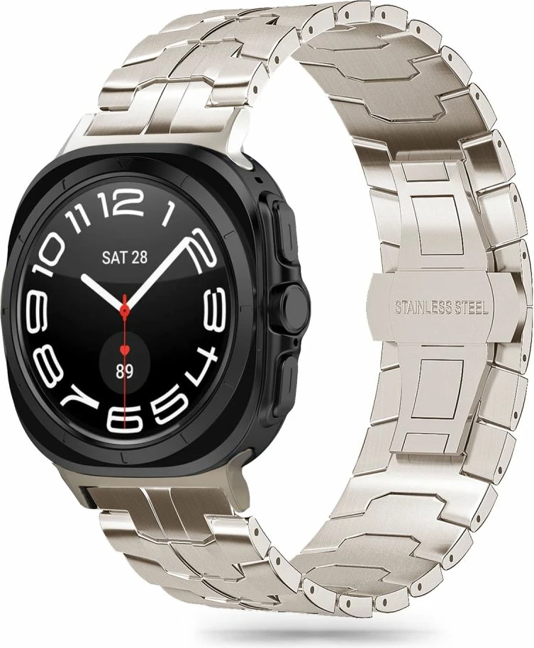 Jekleni pašček Tech-Protect Stainless Line za pametno uro Samsung Galaxy Watch Ultra 47 mm, titan