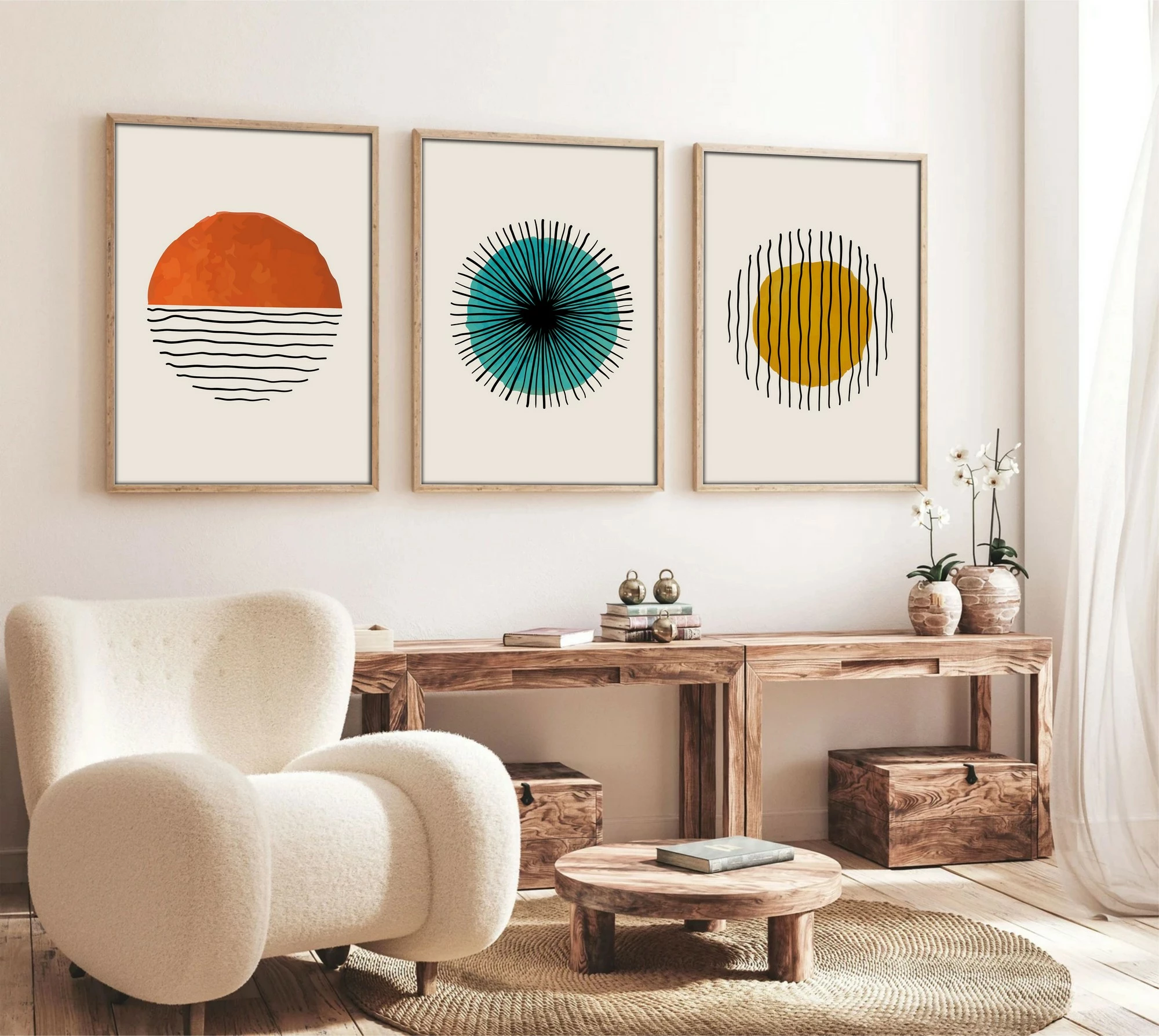 Dekorativna slika s okvirjem, MDF, 3 kosi, Wallity Huhu12, 50x35 cm