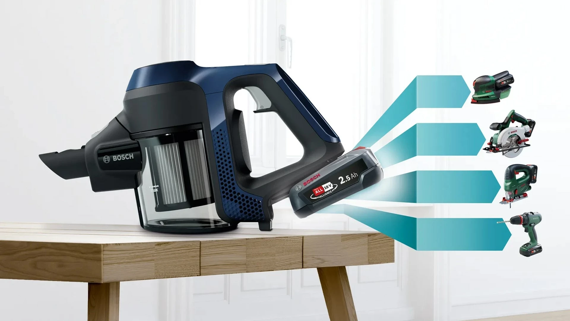 Brezžični sesalnik Bosch Serie 6 BCS611P4A, 0,3 L, črn
