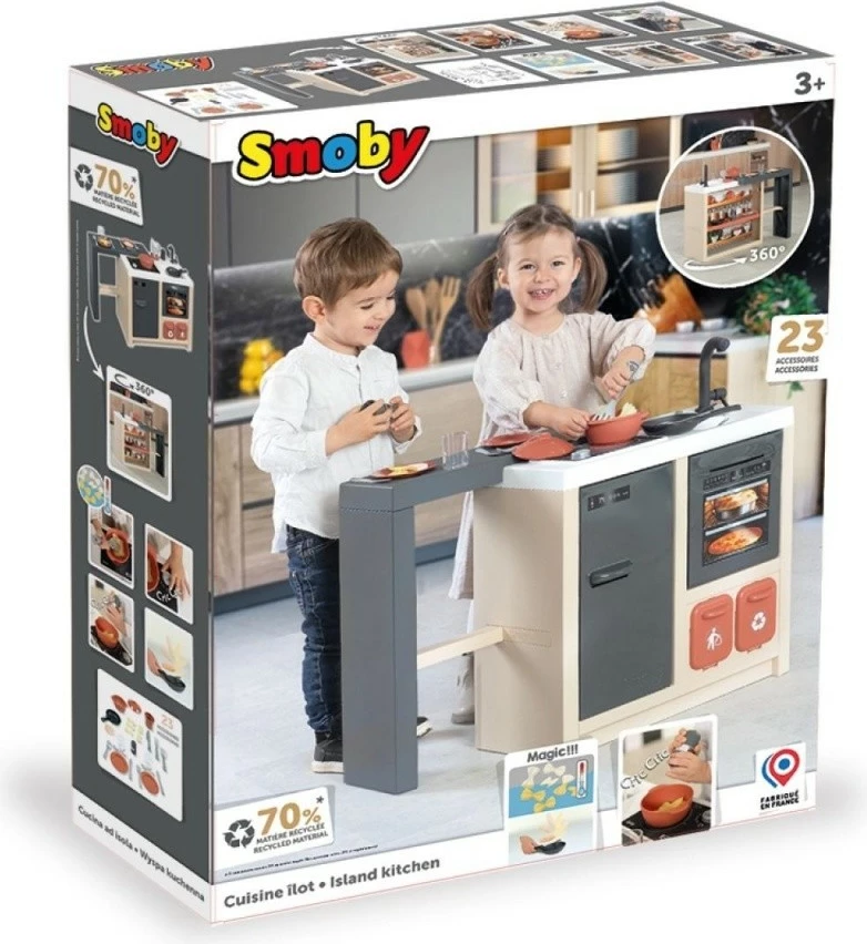 Igralni set kuhinje Smoby Kitchen Island, plastičen, večbarven, s 23 dodatki