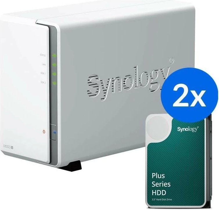 NAS za shranjevanje Synology DS223J, 2x HAT3300-6T (2x 6TB)