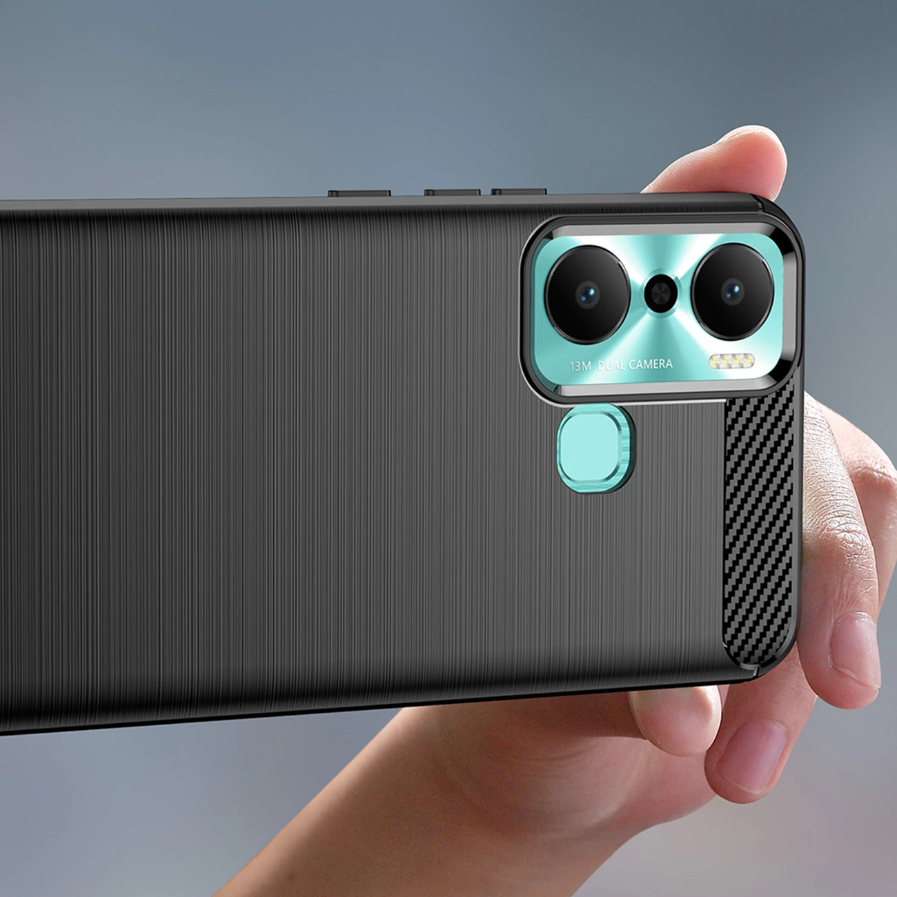 Ovitek za telefon Hurtel Carbon Case za Infinix Hot 20 Play, TPU, črn
