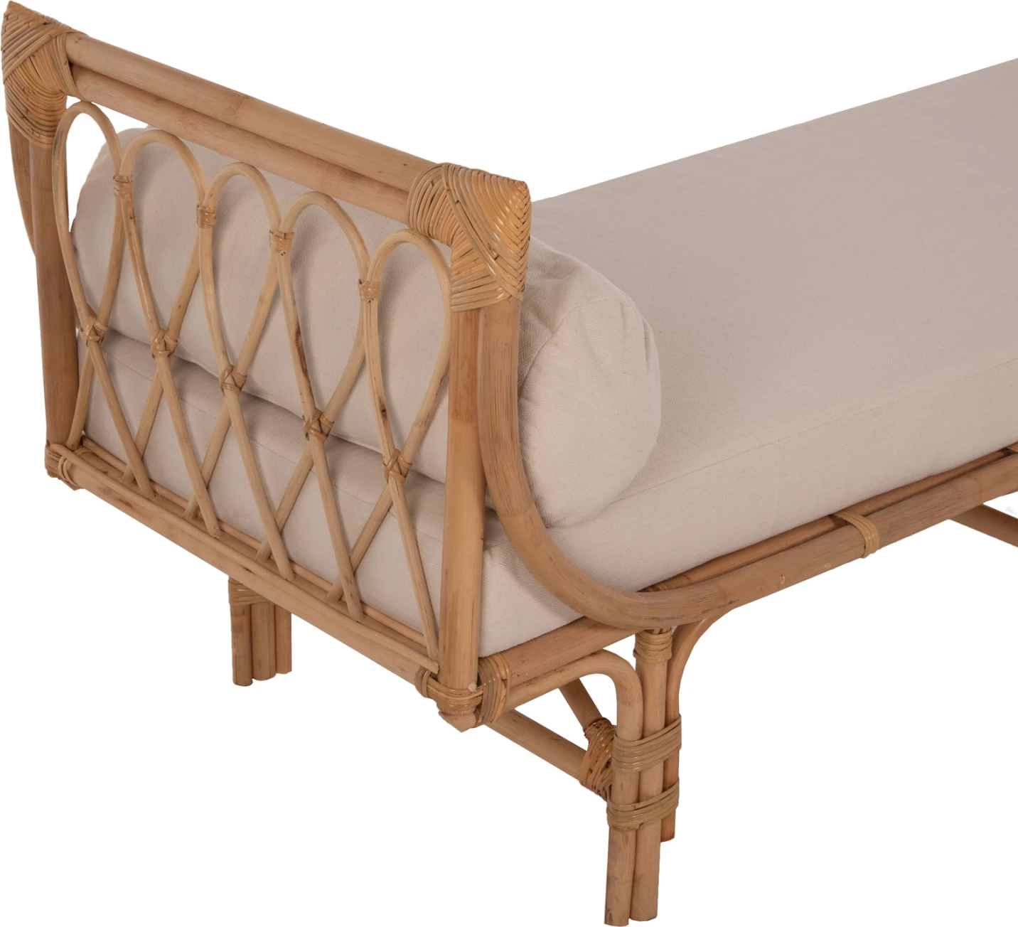 Zunanja lounge sofa Charmella iz naravnega ratana-bež blazine 187x69x76H cm