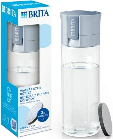 Steklenica za vodo z filtrom BRITA Vital 0,6 L, pastelno modra, 2 kosa