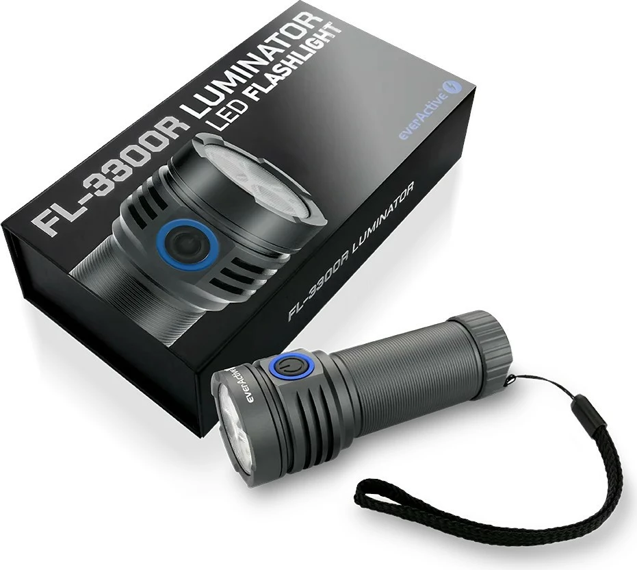 Močna ročna svetilka everActive FL-3300R, LED, 3300 lumenov, IPX4, črna