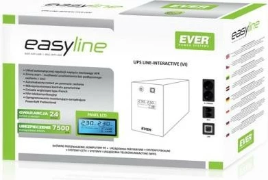 UPS 650 VA (360 W) Ever Easyline AVR USB, črn