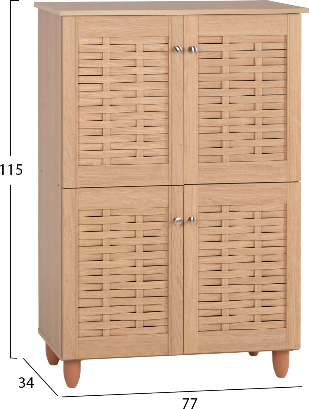 Omara za čevlje KABIRA FH2210.09 4-vratna melaminska v barvi hrasta 77x34x115Hcm