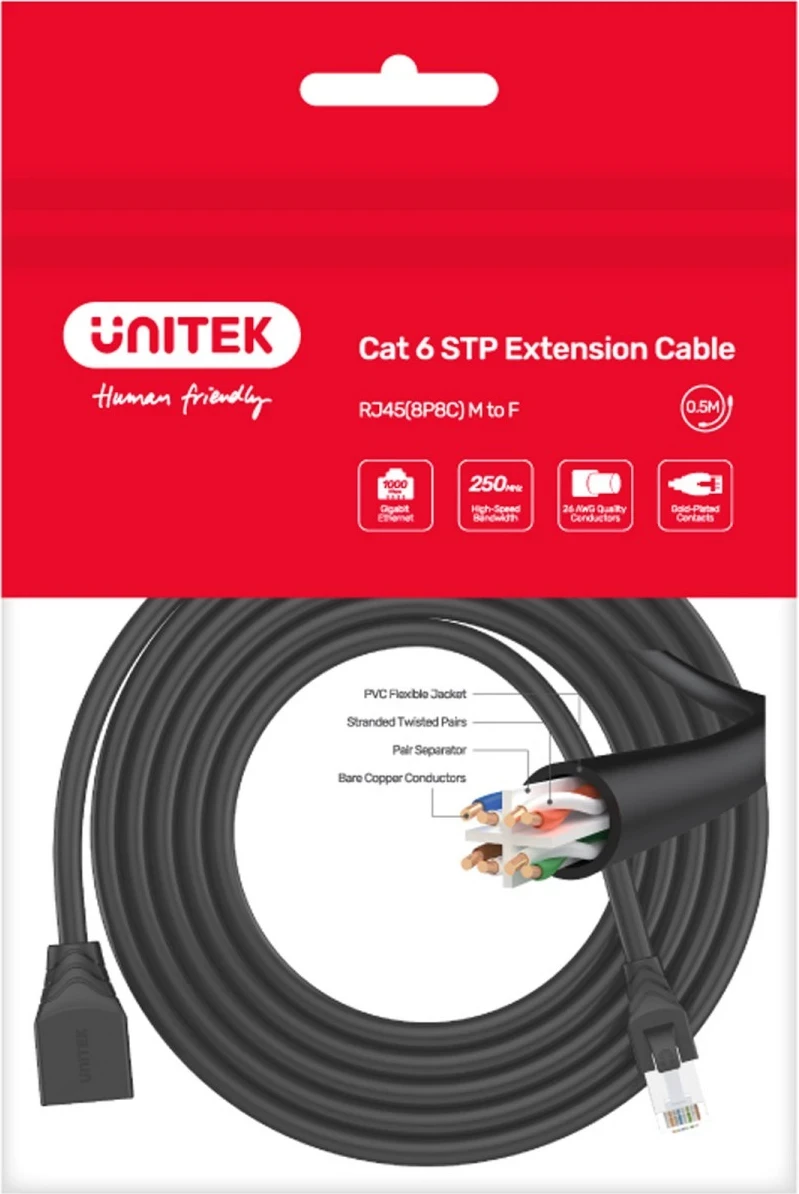 Zgostilec UTP, Unitek 0,5 m, črn