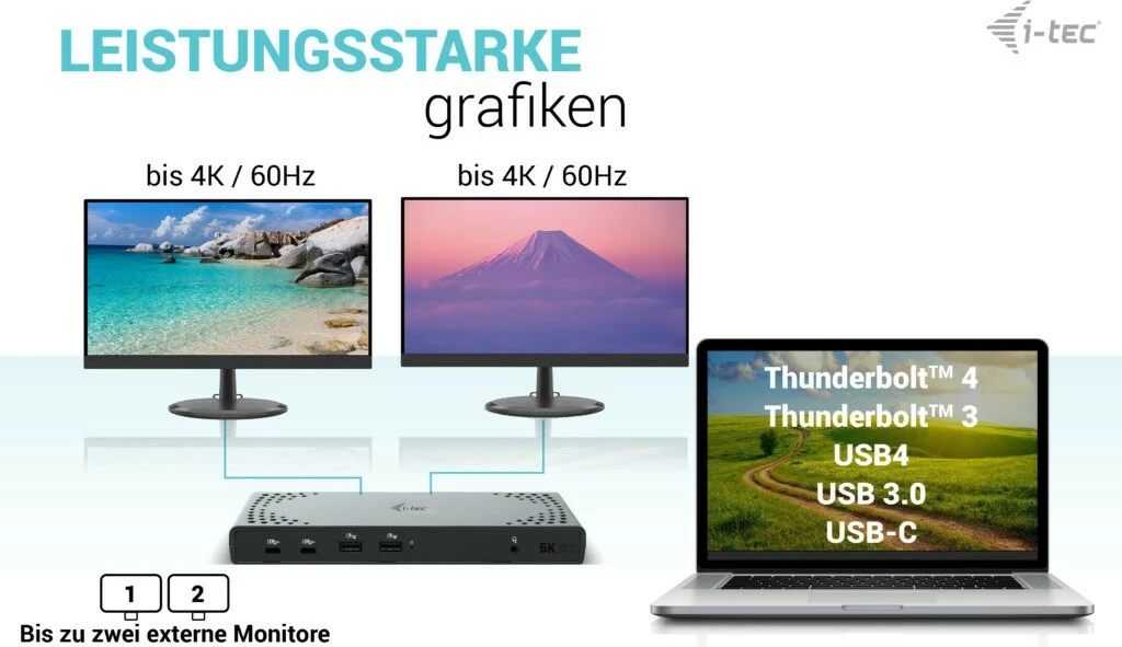 Napredno docking stojalo I-Tec USB 3.0/USB-C/Thunderbolt 3 Gen2, 100W, 2xHDMI, 2xDisplayPort, 4xUSB, LAN, črno