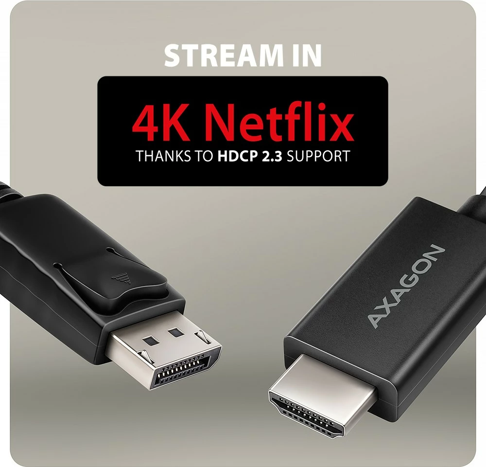 Aktivni kabel/adapter DisplayPort na HDMI AXAGON RVD-HI20C2, 1,8 m, 4K/60 Hz, črn