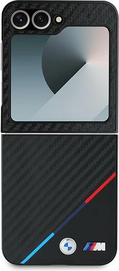 Ovitek za telefon Carbon Tricolor, črn, BMW za Samsung Galaxy Z Flip 6