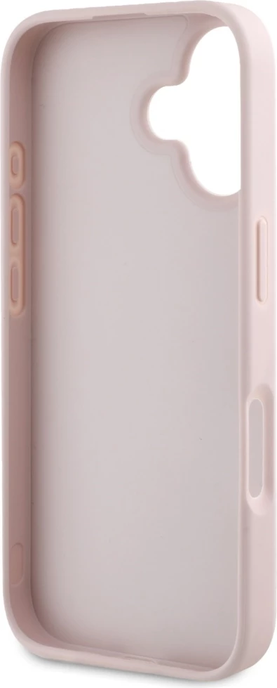 Ovitek za telefon Hot Stamp 4G Pattern Triangle z metalnim logotipom Guess za iPhone 16, rožnat