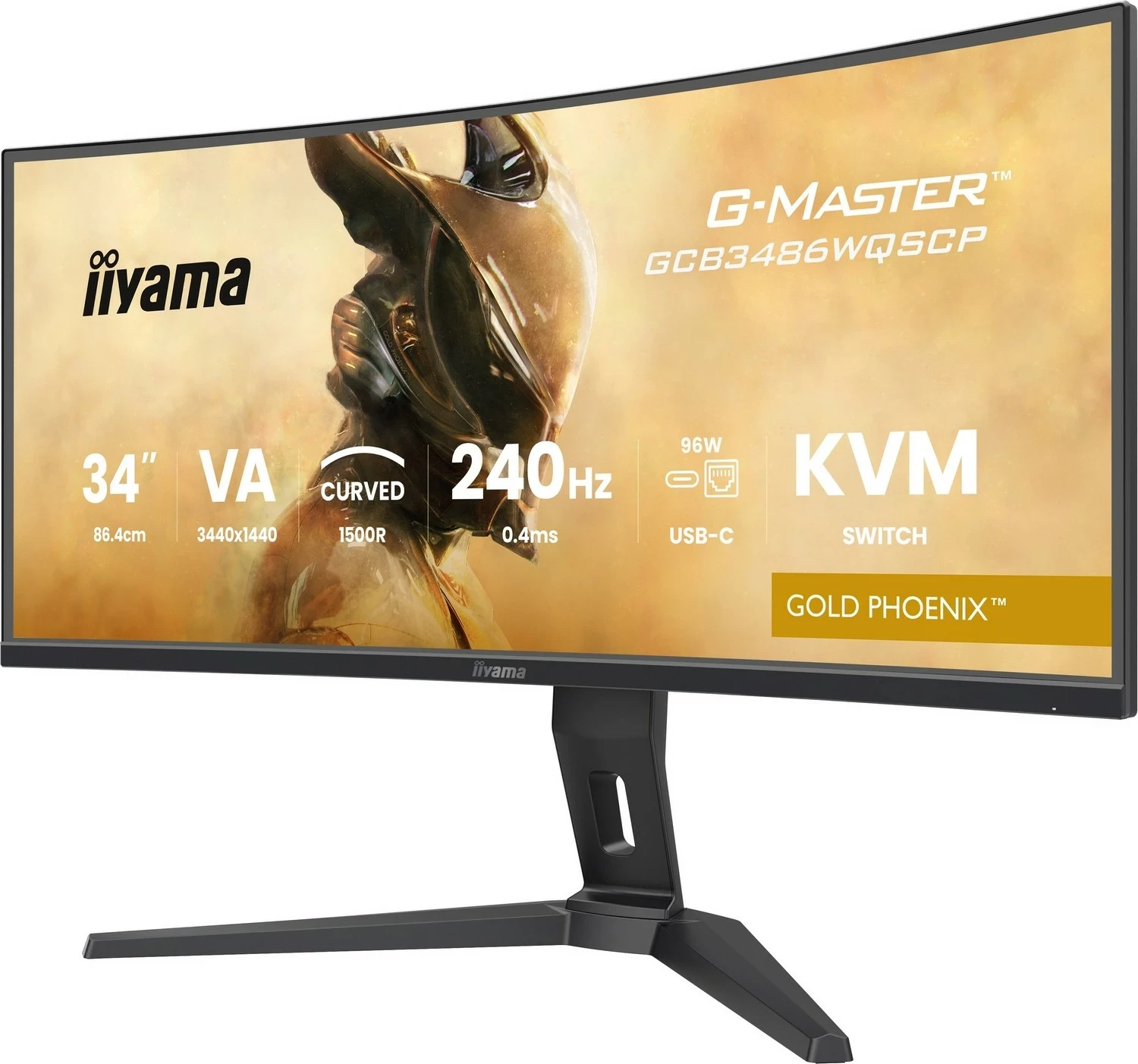 Ukristalnjen zaslon 34" UWQHD 240Hz ukrivljen, iiyama G-Master GCB3486WQSCP-B1, črn