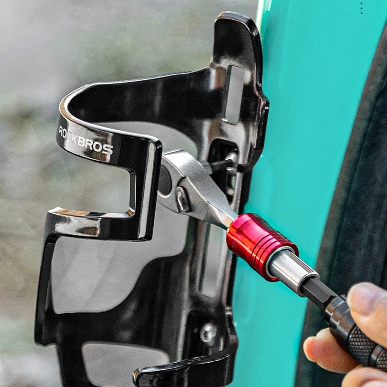 Komplet za popravilo kolesa Rockbros 43210049001, z magnetom, črn