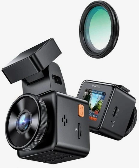 Video recorder 4K HDR s Starvis 2, GPS, Wi‑Fi — Vantrue E1 PRO, črn