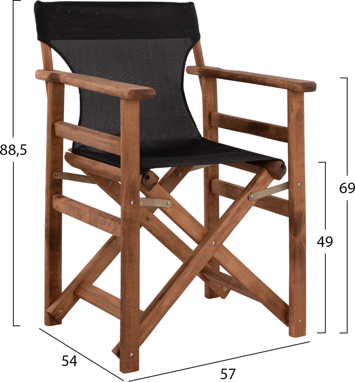 Režiserski stol Limnos oreh z tekstilom črn FH10368.05