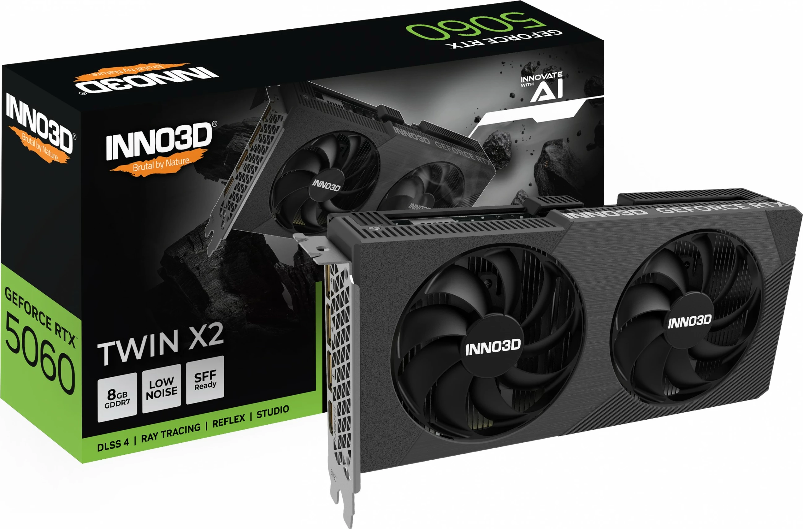 Grafična kartica Inno3D RTX5060 Twin X2 8GB GDDR7, črna