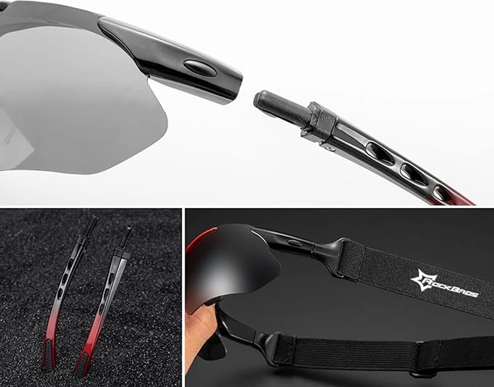 Kolesarska foto-kromatska očala Rockbros 10141, UV400, rdeča