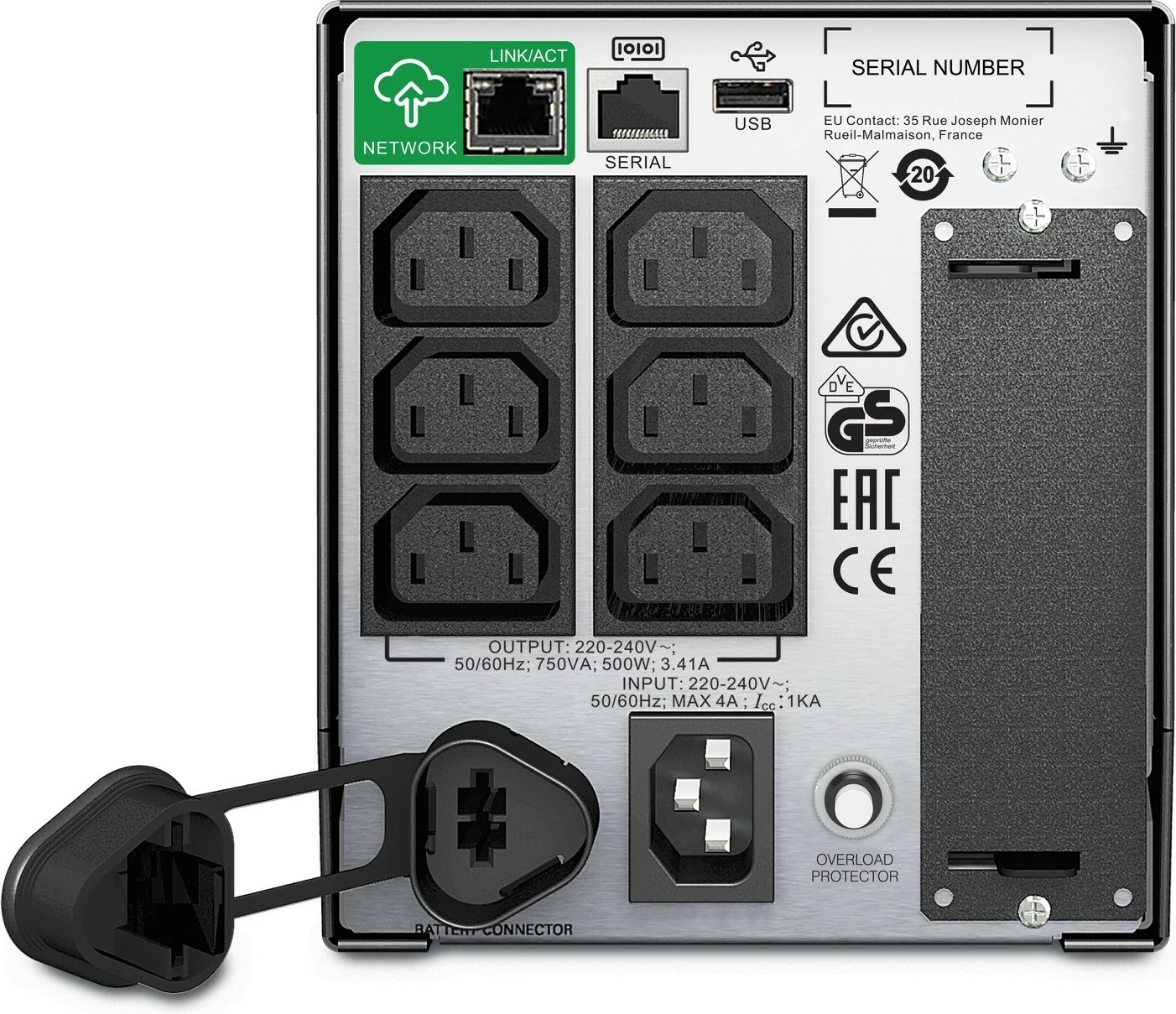 Neprekinjeno napajanje 750VA/500W, APC Smart-UPS SMT750IC, 6x C13, USB, SmartConnect