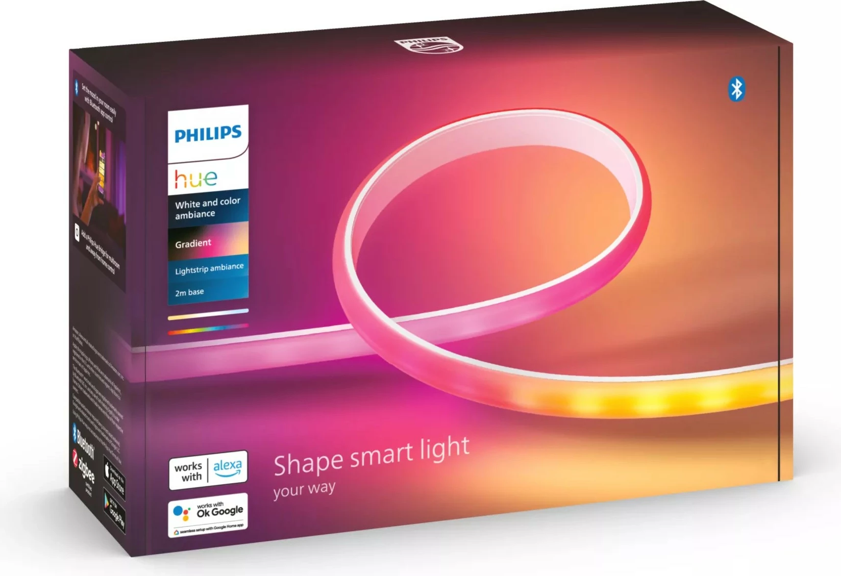 Gradient LED trak za osvetlitev Philips Hue White and colour ambience, 2 m, Bluetooth/Zigbee, bel, silikon