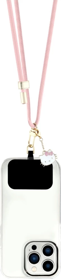 Univerzalna vrvica za telefon Hello Kitty Patch & Kitty Head Charm, rožnata