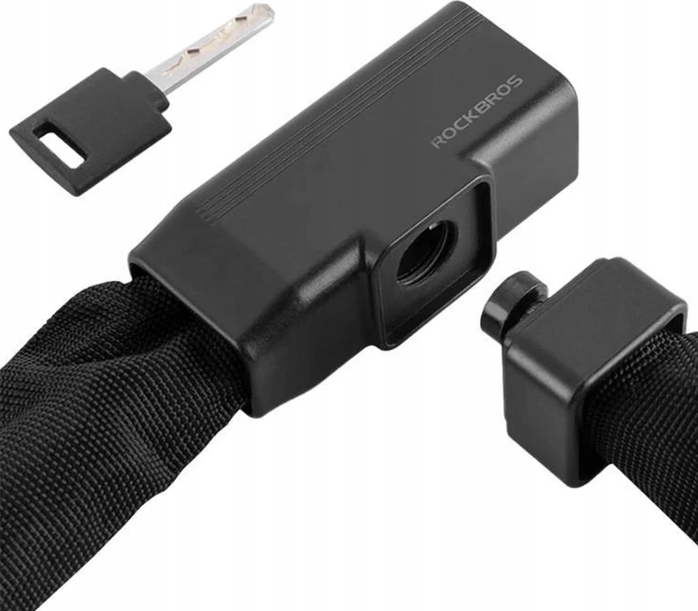 Kolesarska ključavnica z ključem Rockbros 32430708001, 0,97 m, črna