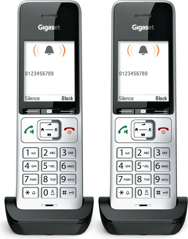 Analogni/DECT telefon COMFORT 500HX duo, Gigaset, žična slušalka, ID klica, 200 stikov, črn, srebrn