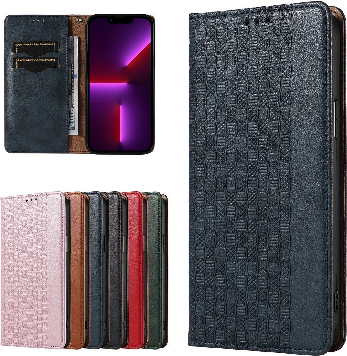 Ovitek za telefon z magnetnim trakom, denarnica, stojalo in zapestni trak, Hurtel Magnet Strap Case za Samsung Galaxy S23, modri