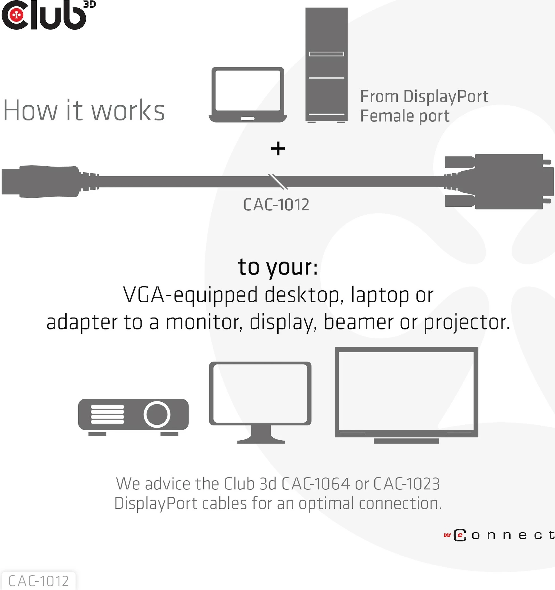 Kabel DisplayPort na VGA Club3D 2 m, črn