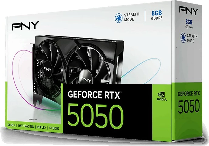 Grafična kartica PNY RTX 5050, 8GB GDDR6, dvojni ventilator, črna