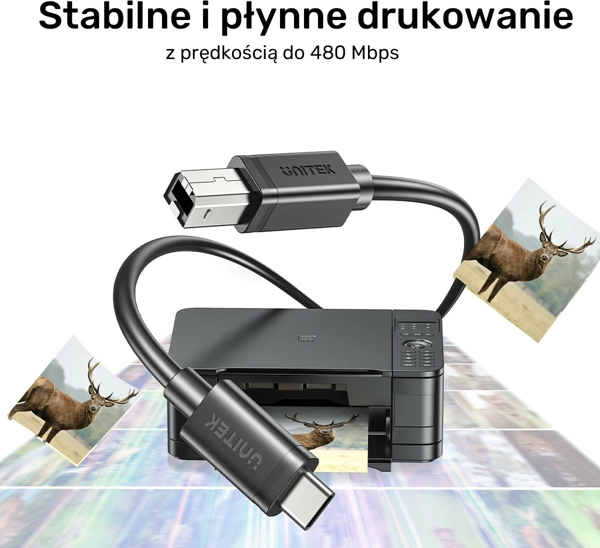 Kab​l USB-C na USB-B Unitek, 3 m, črn