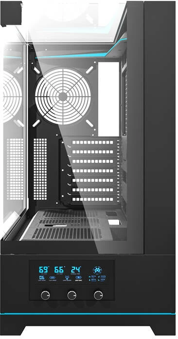 Računalniško ohišje Darkflash DY450, ATX Mid Tower, brez ventilatorjev, kaljeno steklo, črno