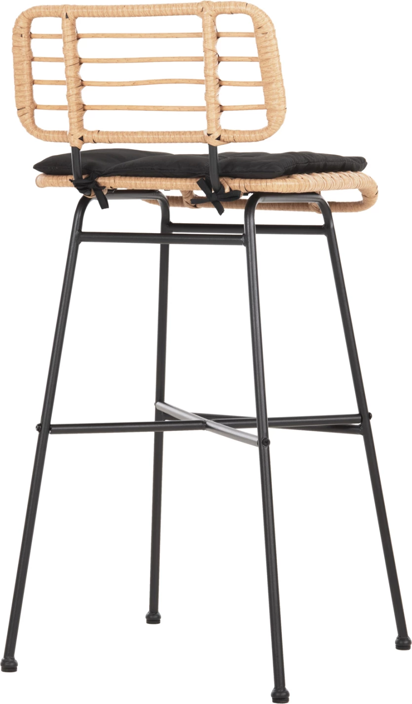 Barski stol z visokim sedežem ALLEGRA FH5708.11 kovina in blazina v črno-bež pletenini 48x49x99,5H cm
