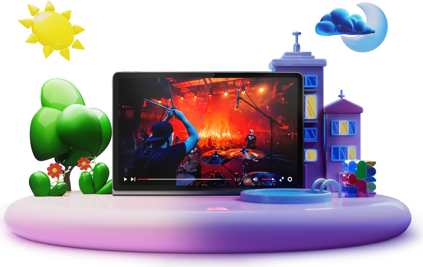 Tablica z velikim zaslonom, 8GB RAM, 128GB, luna grey — Lenovo Tab Plus, z ovitkom