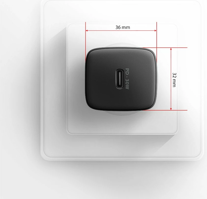 Stenski polnilec AXAGON ACU-PD30, 30W, 1x USB-C, črn