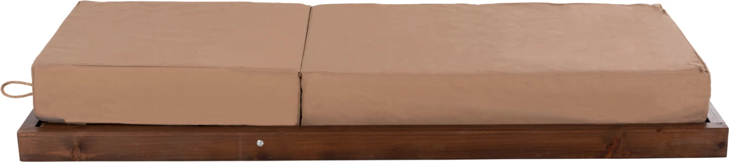 Plažni ležalnik nizki IKARIA FH10622.04 iz borovega lesa v barvi oreha - moka tekstilene - blazina debeline 20 cm