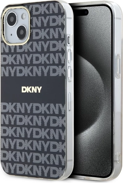 Ovitek za telefon DKNY IML Mono & Stripe MagSafe za iPhone 15/14/13, črn