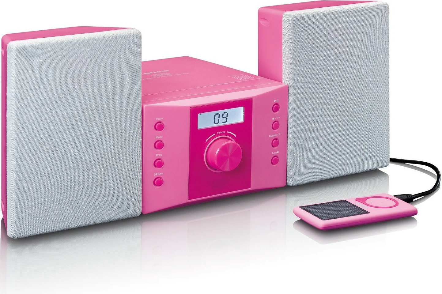 Prenosen zvočni sistem, Lenco MC-013, MP3, FM radio, AUX, rožnat