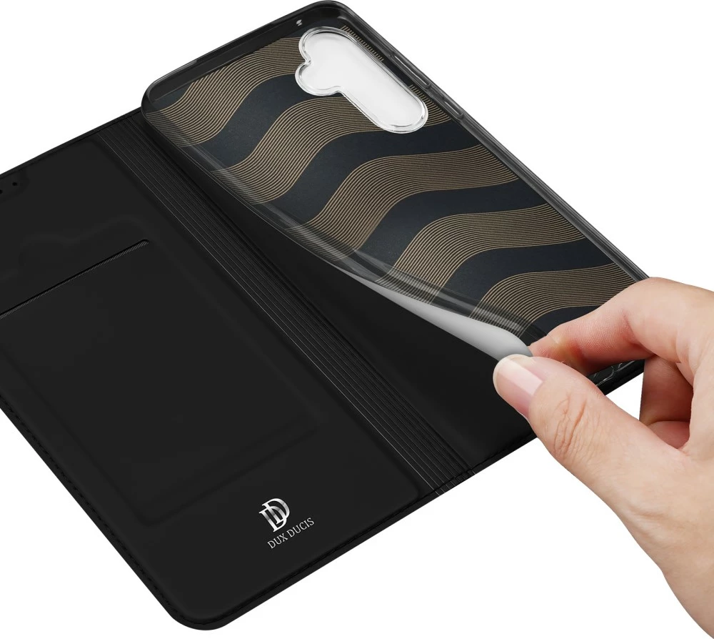 Ovitek za telefon z žepom za kartice in pokrovom, črn, Dux Ducis Skin Pro za Samsung Galaxy A55 5G