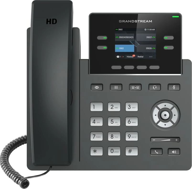IP telefon, 2 liniji Grandstream GRP2612, črn
