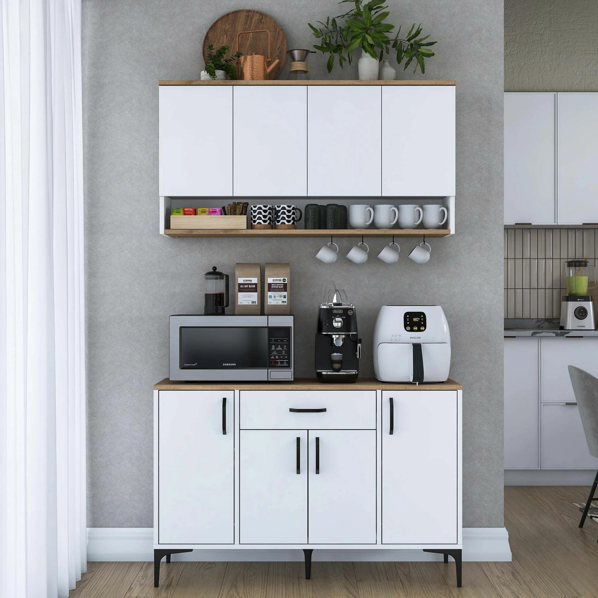 Stojalo za kavo Skye Decor, barva oreh in bela, JE203 - 3822