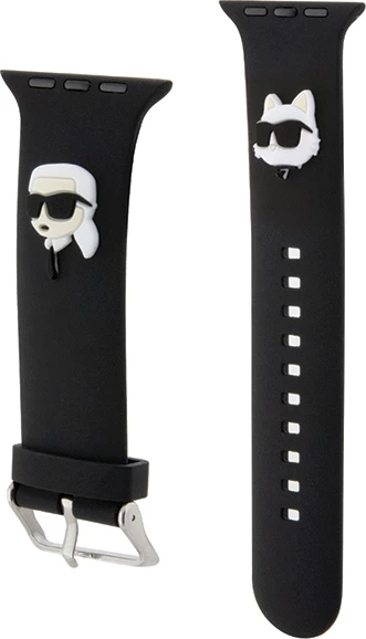 Silikonski 3D trak Karl & Choupette za Apple Watch, Karl Lagerfeld, črn, 38/40/41 mm