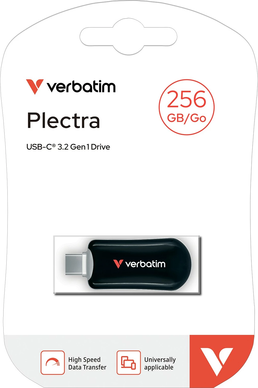 USB za shranjevanje Verbatim Plectra 256GB, USB Type-C, črn