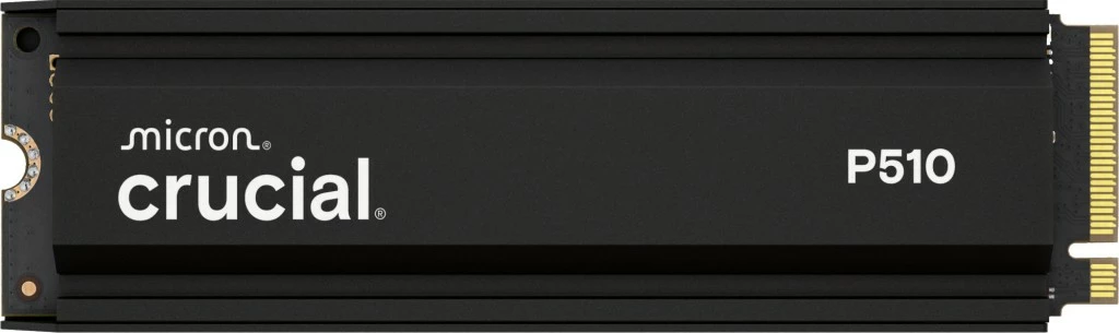 SSD M.2 1TB NVMe PCIe Gen5 s hladilnikom, Crucial P510, črn