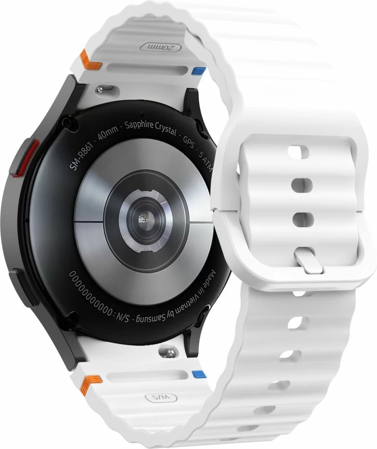 Silikonski pašček za pametno uro Samsung Galaxy Watch 4/5/5 Pro/6/7/FE, Tech-Protect, bel