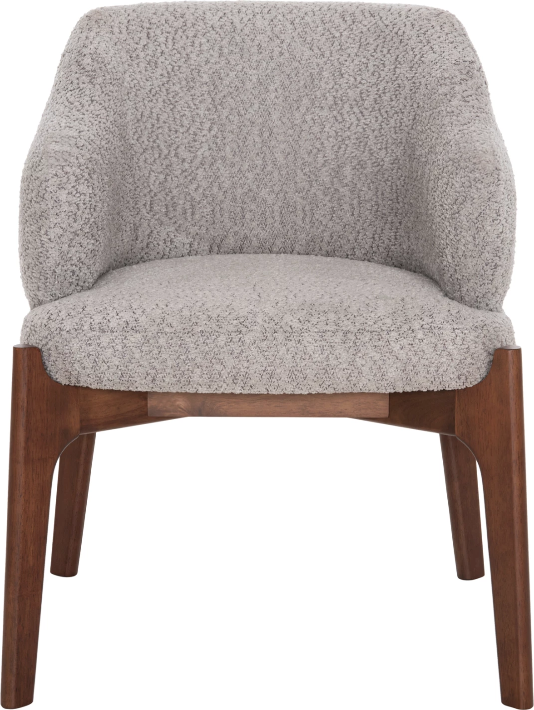 Jedilni stol ABAI FH9971.03 iz kavčukovca v barvi oreha - boucle tkanina v svetlo sivi barvi 65x63x79Hcm, set 2 kosov