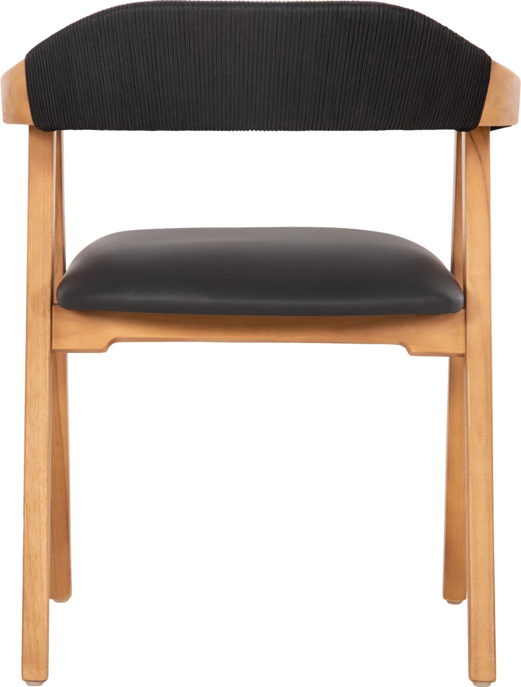 Jedilni naslanjač RIMINI FH9867.02 iz tikovine v naravni-črni vrvi in PU sedežu 60x61x76H cm