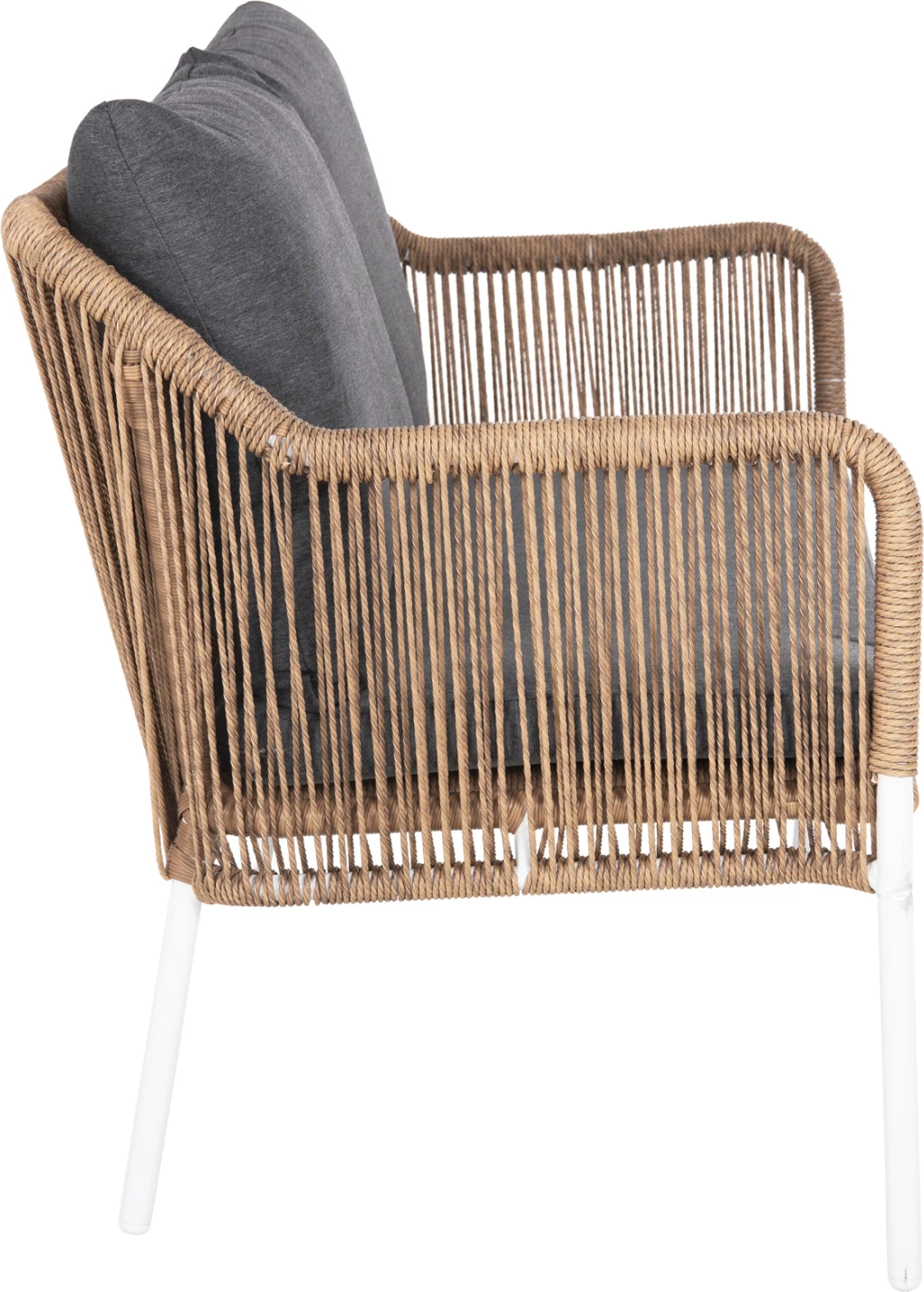 Zunanja dvosedna sedežna garnitura BAFFIN FH6054.01 aluminij bela-PE ratan bež-antracit blazine