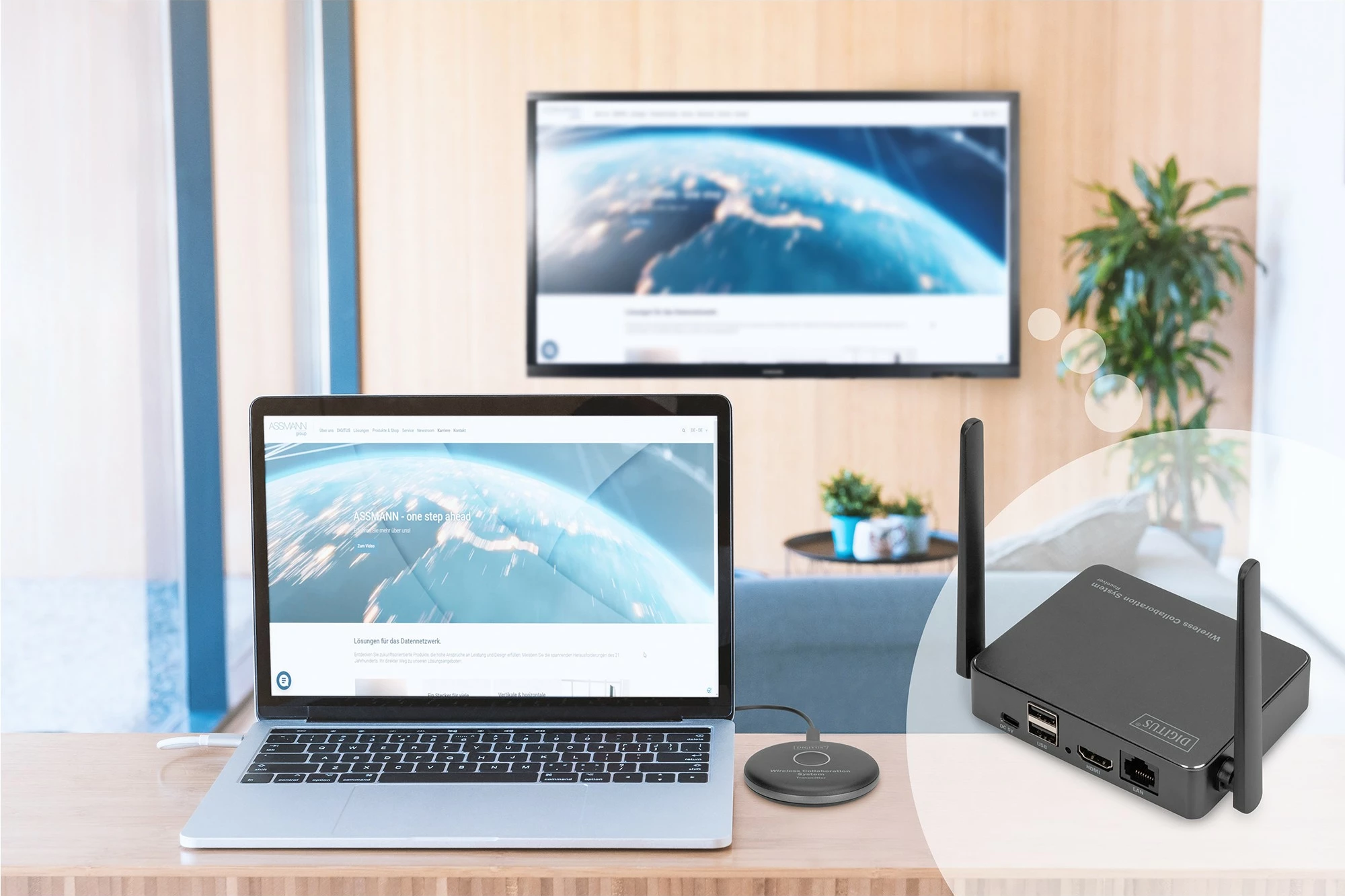 Brezžični sistem za sodelovanje Click & Present Pro Digitus, namizni, HDMI, Wi‑Fi 5, črno/siv